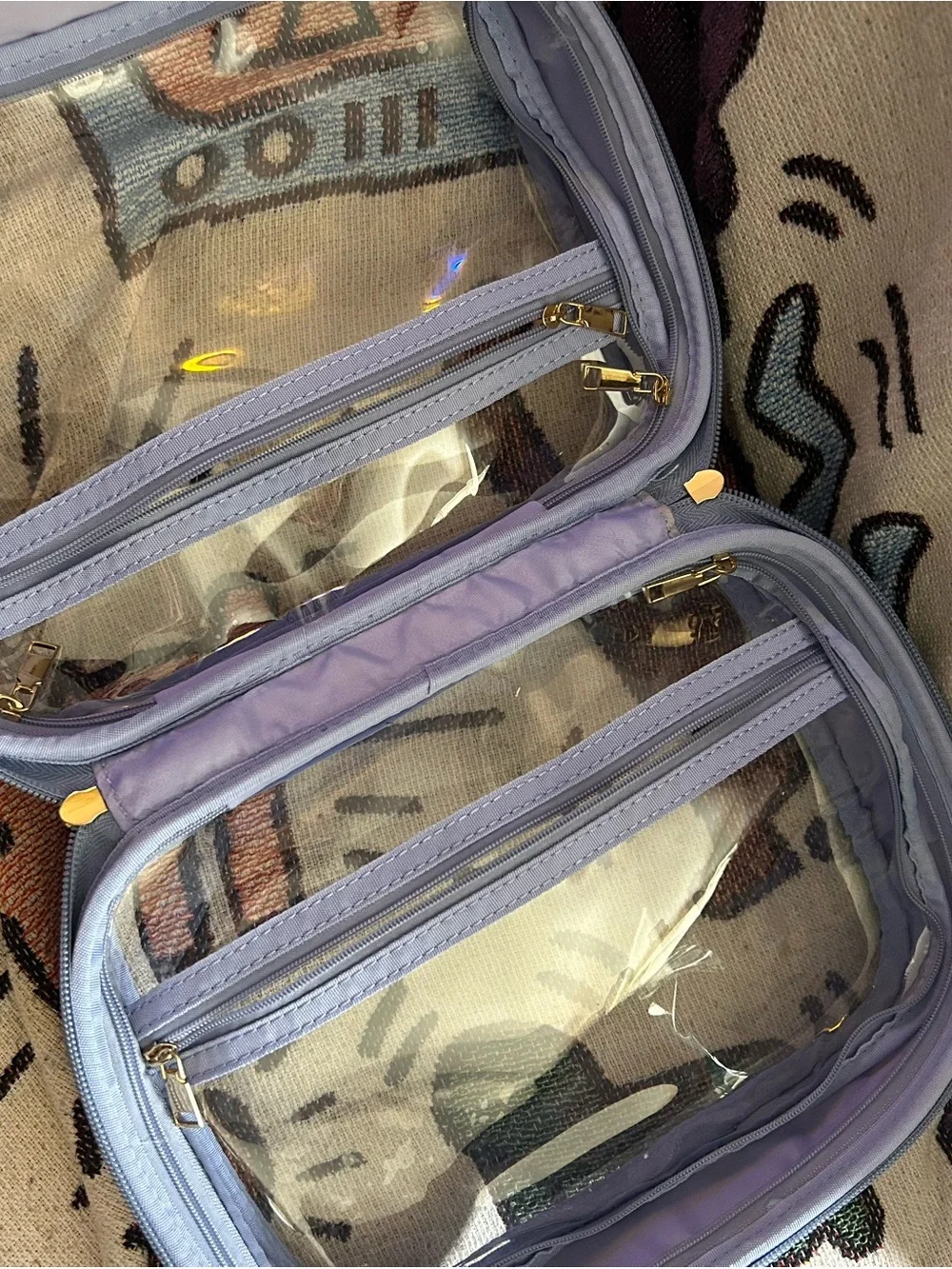 Light Blue Clear-Window Travel Cosmetic Bag